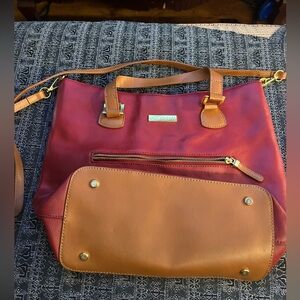 Joy & Iman Burgundy and Tan Shoulder Bag